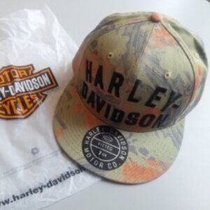 Harley-Davidson Men's Oil Camo Print Fitted Baseball Cap - Green Size M NEW